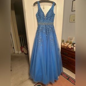 Blue JVN dress by Jovani; size 6; worn one time